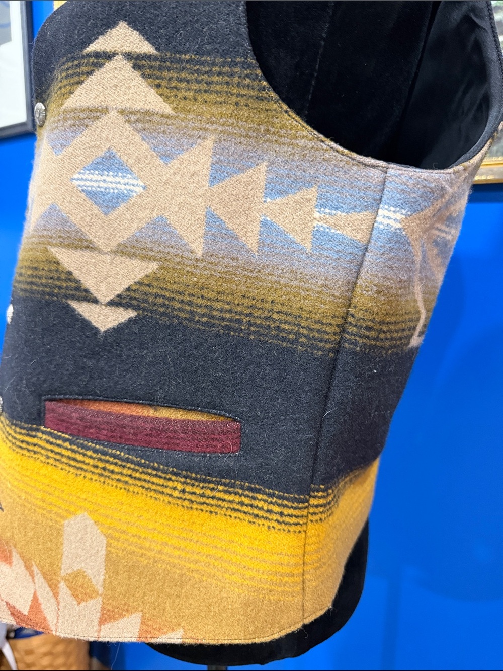 Pendleton Black and Mustard Southwestern Wool Vest - Picture 3 of 5